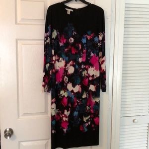 Watercolor Flower Long Sleeve Midi Dress